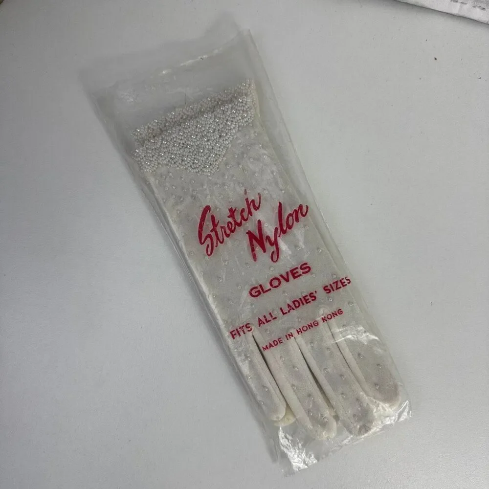 Vintage Beaded Formal Stretch Gloves